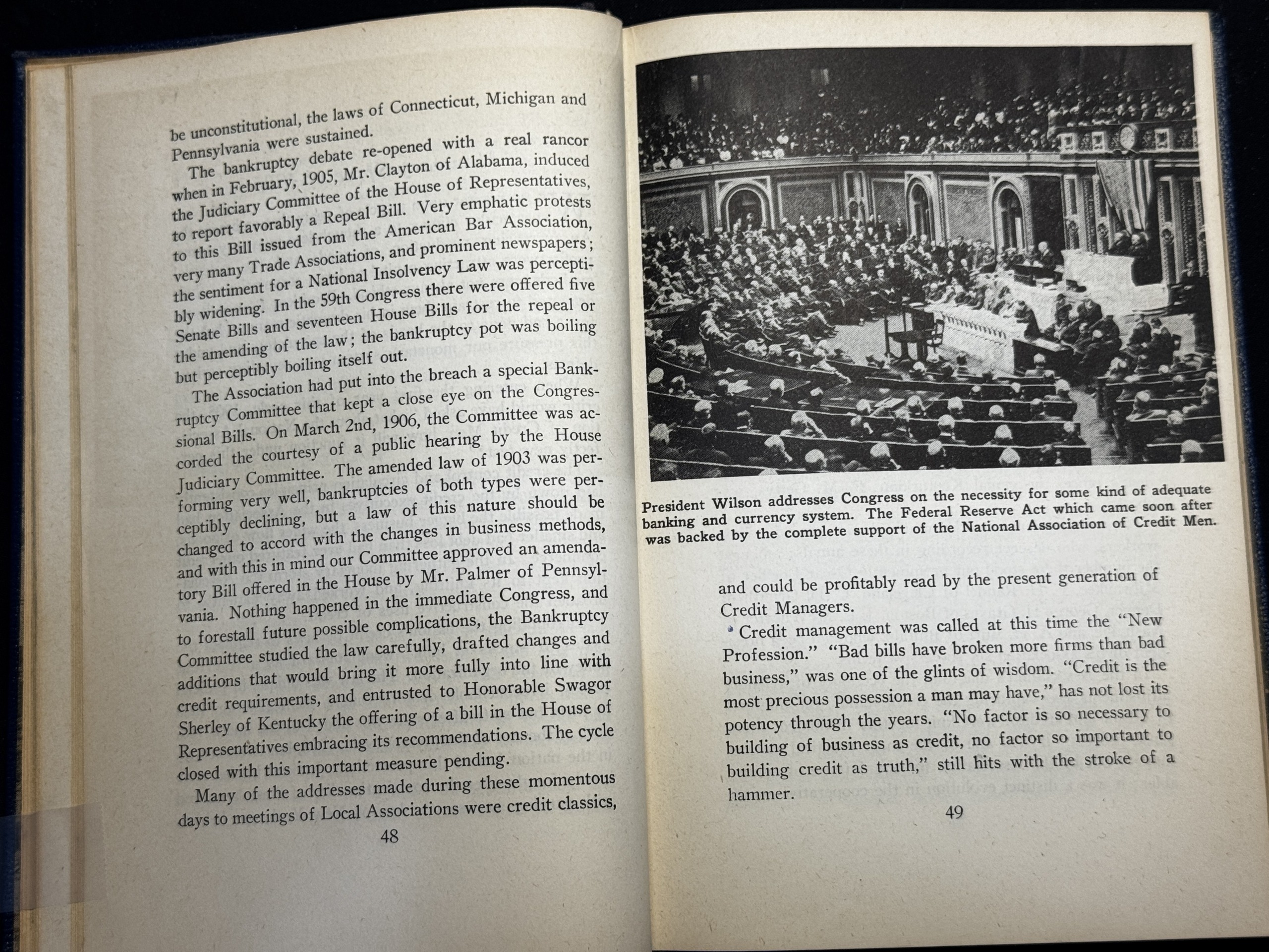 NACM History - President Wilson Addresses Congress Historic NACM publication showing President Woodrow Wilson addressing Congress